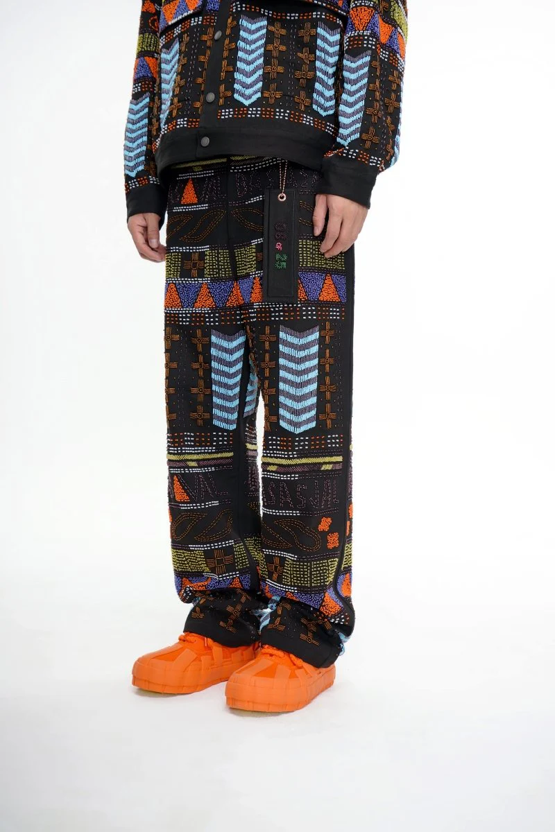 Dedication Black Multi Hand Beaded Pants - Image 3