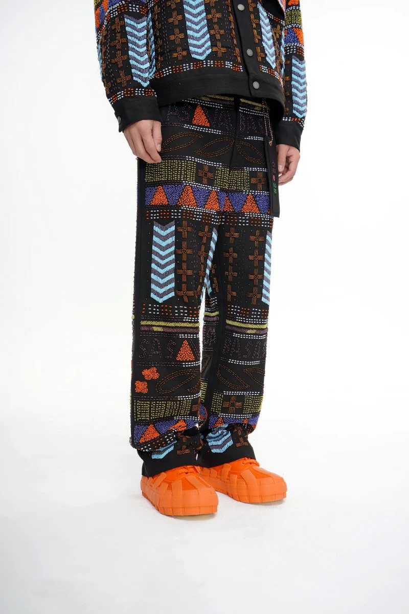 Dedication Black Multi Hand Beaded Pants - Image 4