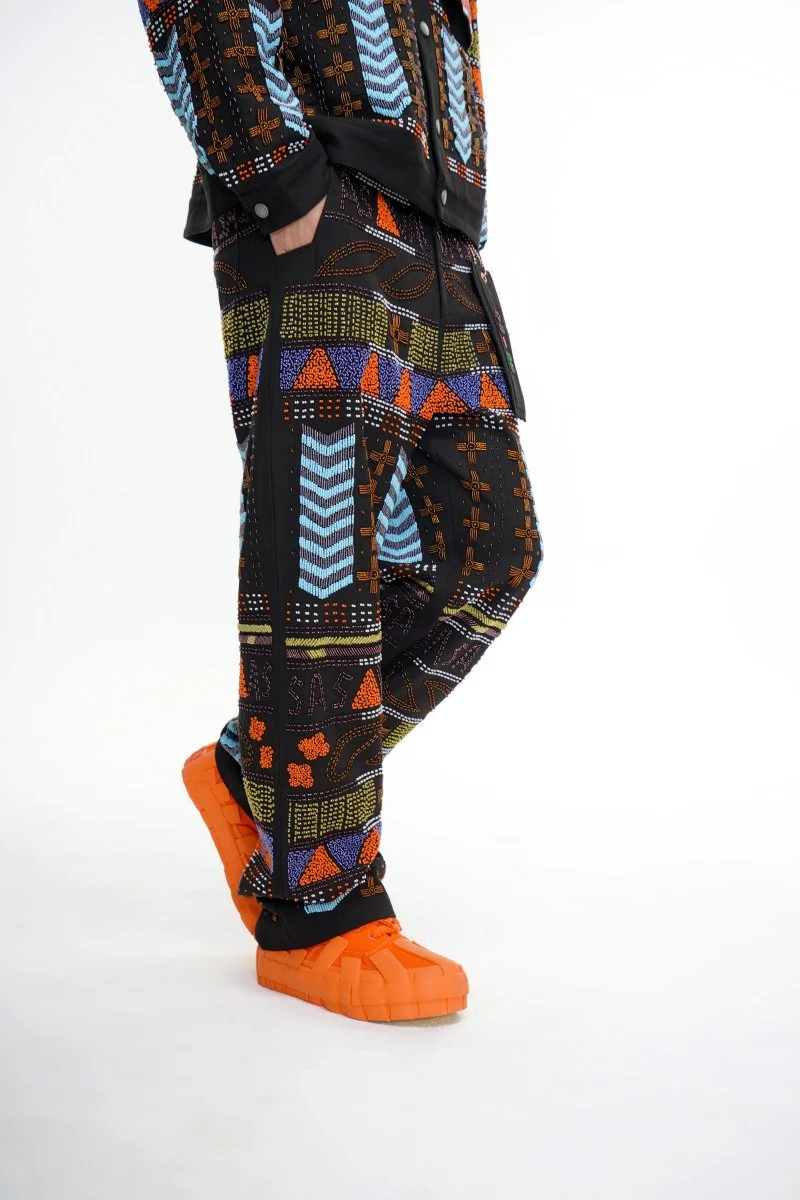 Dedication Black Multi Hand Beaded Pants - Image 6