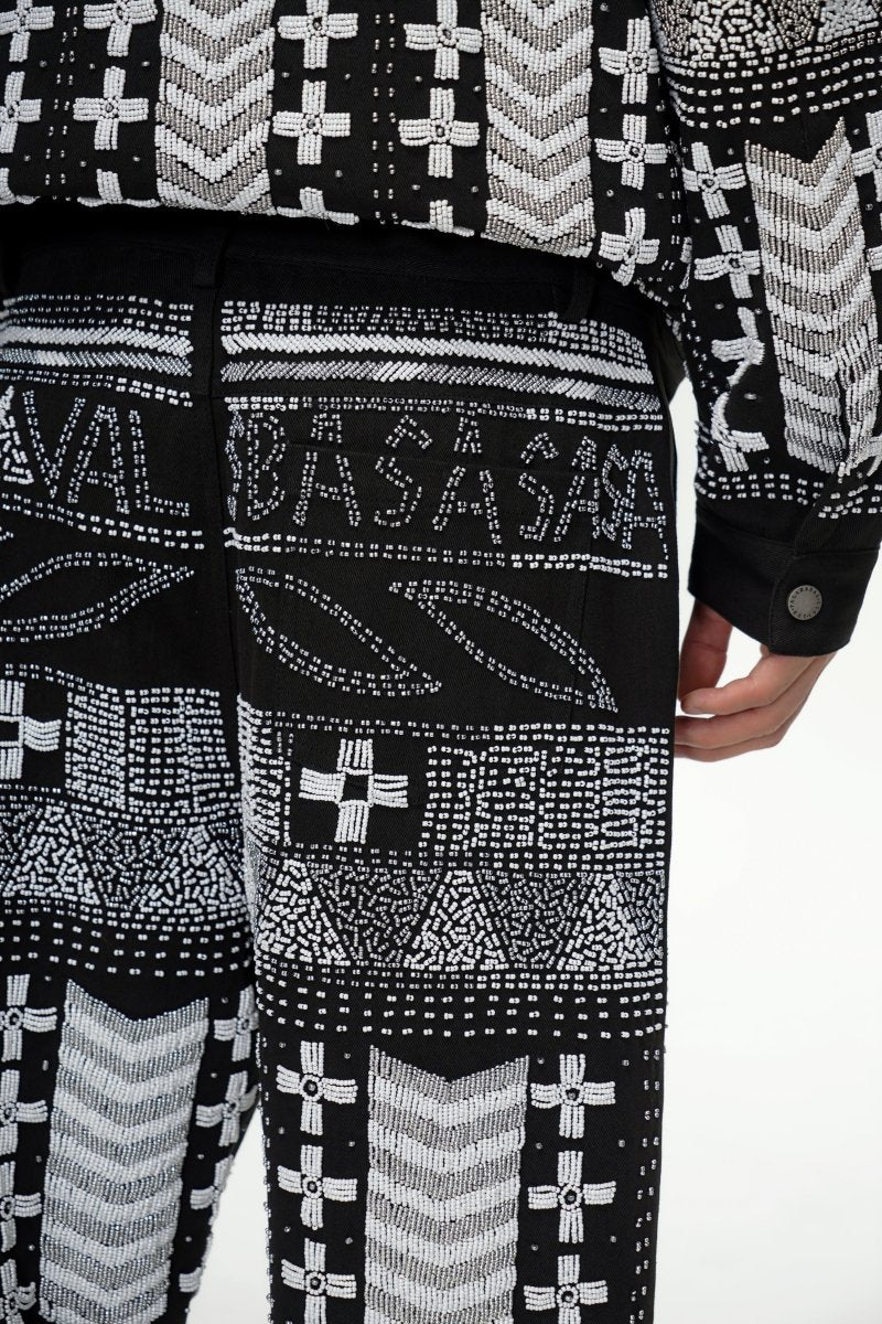 Dedication Grey Multi Hand Beaded Pants - Image 4