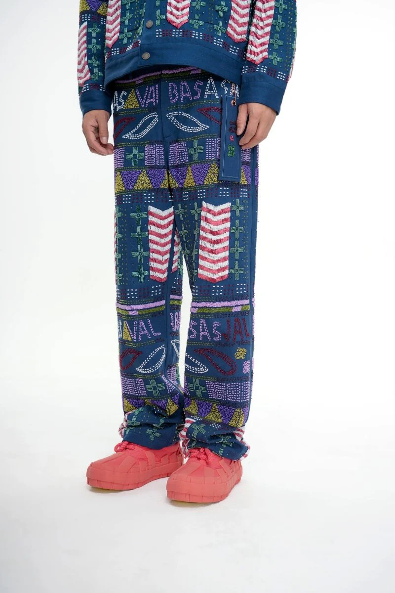 Dedication Navy Hand Beaded Pants - Image 5