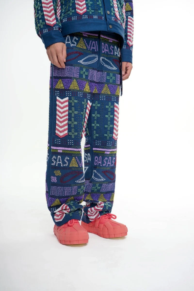 Dedication Navy Hand Beaded Pants - Image 6