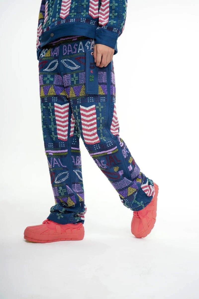 Dedication Navy Hand Beaded Pants - Image 7