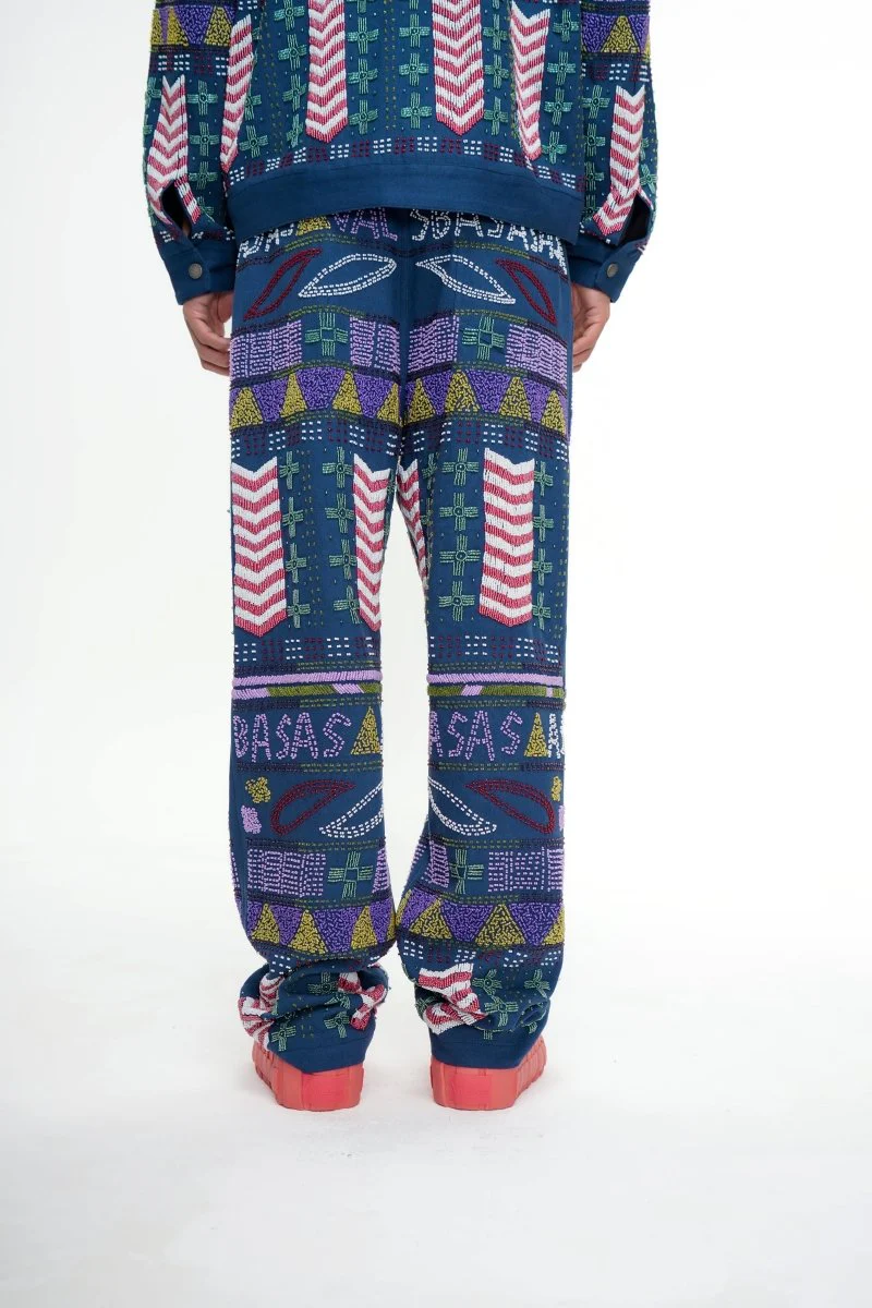Dedication Navy Hand Beaded Pants - Image 8