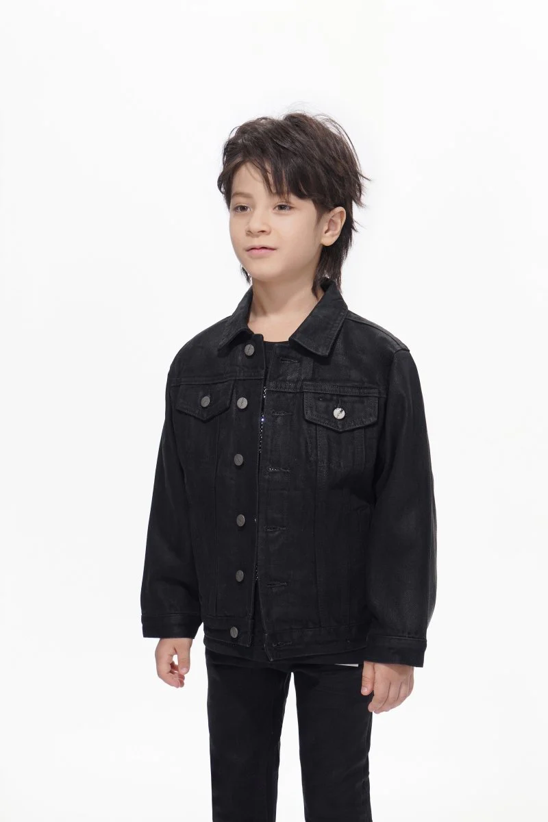 Hideout Kids Black Wash Waxed Jacket - Image 3