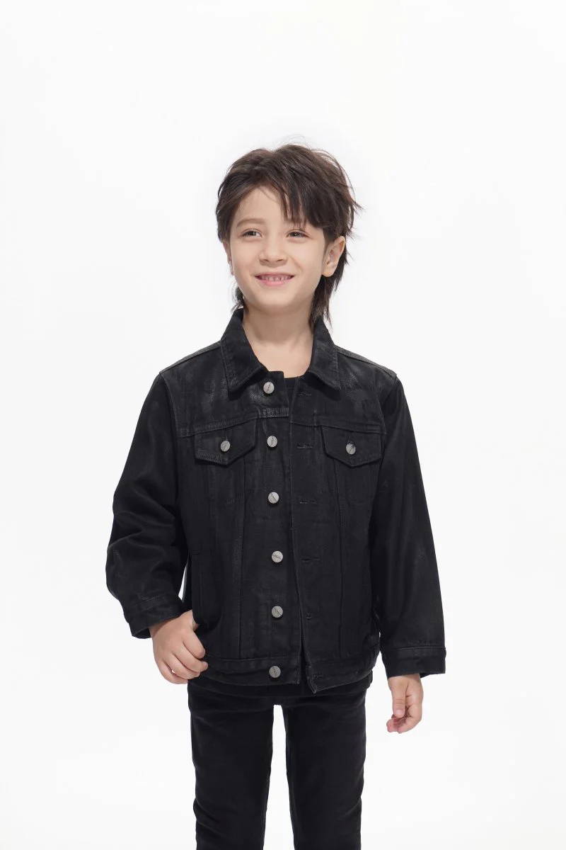 Hideout Kids Black Wash Waxed Jacket - Image 4