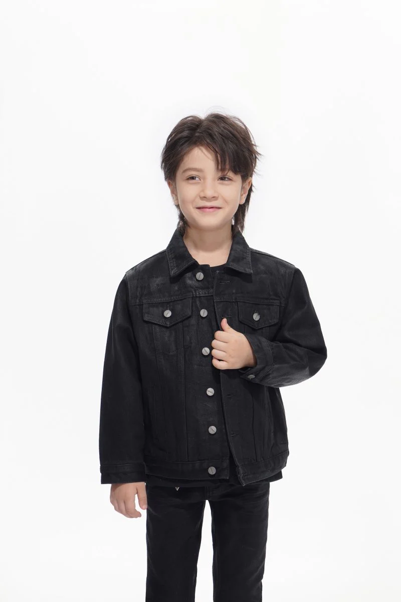 Hideout Kids Black Wash Waxed Jacket - Image 5