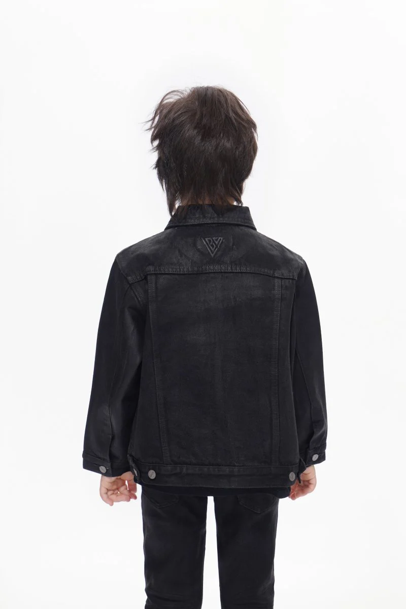 Hideout Kids Black Wash Waxed Jacket - Image 6