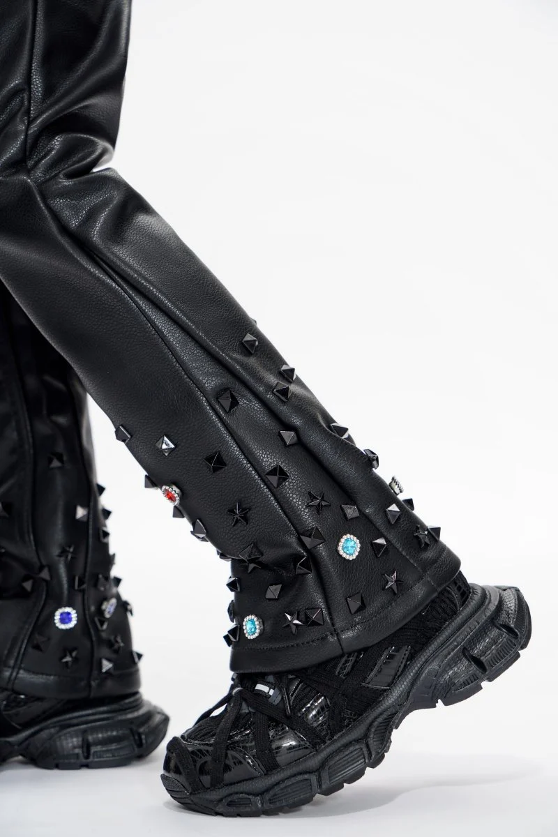 Ion Kids Black Leather Stacked jean - Image 4